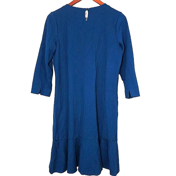 J. Jill Ponte Oxford Blue Black Polka Dot Ruffle Flounced Dress, Medium - Picture 8 of 8